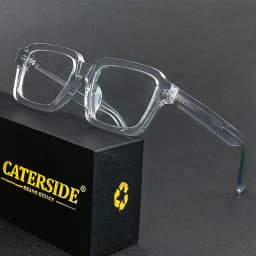 CATERSIDE Acetate Temple Large Glasses Retro Square Eyewear Transparent TAC Lens Computer Glasses Optical Eyeglasses Frame