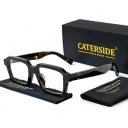 CATERSIDE Acetate Temple Large Glasses Retro Square Eyewear Transparent TAC Lens Computer Glasses Optical Eyeglasses Frame