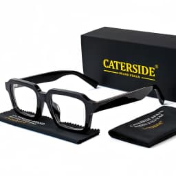 CATERSIDE Acetate Temple Large Glasses Retro Square Eyewear Transparent TAC Lens Computer Glasses Optical Eyeglasses Frame
