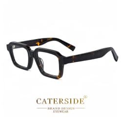 CATERSIDE Acetate Temple Large Glasses Retro Square Eyewear Transparent TAC Lens Computer Glasses Optical Eyeglasses Frame
