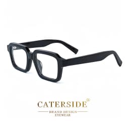 CATERSIDE Acetate Temple Large Glasses Retro Square Eyewear Transparent TAC Lens Computer Glasses Optical Eyeglasses Frame