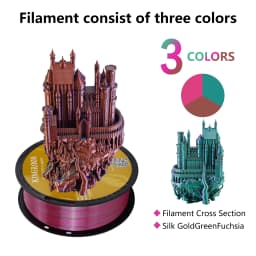 KINGROON Silk Tri-color PLA Filament 3D Printer 1.75mm 1KG/roll Silk PLA Filament Plastic Material 3D Printing Special Color