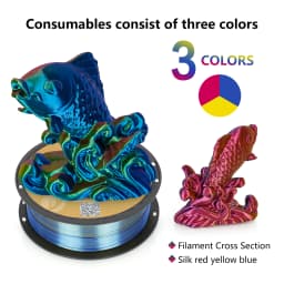 KINGROON Silk Tri-color PLA Filament 3D Printer 1.75mm 1KG/roll Silk PLA Filament Plastic Material 3D Printing Special Color