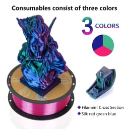 KINGROON Silk Tri-color PLA Filament 3D Printer 1.75mm 1KG/roll Silk PLA Filament Plastic Material 3D Printing Special Color