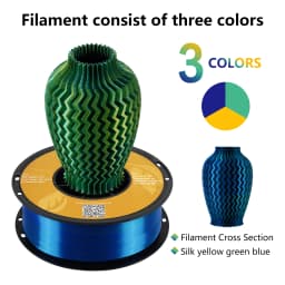 KINGROON Silk Tri-color PLA Filament 3D Printer 1.75mm 1KG/roll Silk PLA Filament Plastic Material 3D Printing Special Color