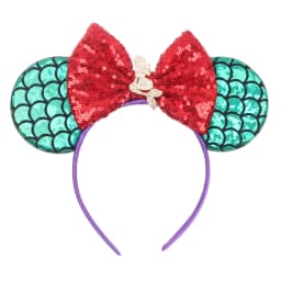 Mermaid Mouse Ears Headbands Pearl Hair Sequins 5“Bows For Women Festival Hairband Girls Hair Accessories Cosplay