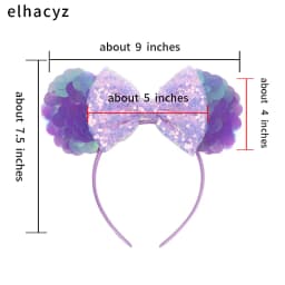 Mermaid Mouse Ears Headbands Pearl Hair Sequins 5“Bows For Women Festival Hairband Girls Hair Accessories Cosplay