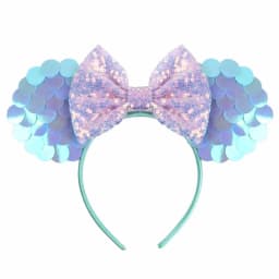 Mermaid Mouse Ears Headbands Pearl Hair Sequins 5“Bows For Women Festival Hairband Girls Hair Accessories Cosplay