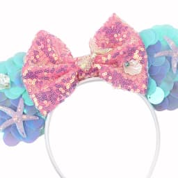 Mermaid Mouse Ears Headbands Pearl Hair Sequins 5“Bows For Women Festival Hairband Girls Hair Accessories Cosplay