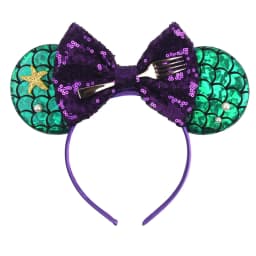 Mermaid Mouse Ears Headbands Pearl Hair Sequins 5“Bows For Women Festival Hairband Girls Hair Accessories Cosplay