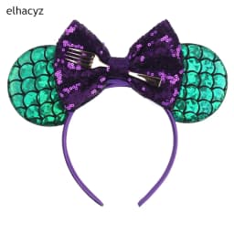 Mermaid Mouse Ears Headbands Pearl Hair Sequins 5“Bows For Women Festival Hairband Girls Hair Accessories Cosplay