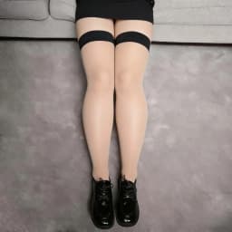 FREEAUCE Plus Size Hollow Mesh Fishnet Sexy Over Knee Thigh High Socks Black Lace Anti-slip Stockings for Oversized Women 3XXXL