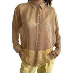 Women's Casual Daily Commuting Shirt Tops See-through Chiffon Comfortable Lapel Long Sleeve Shirt Tops