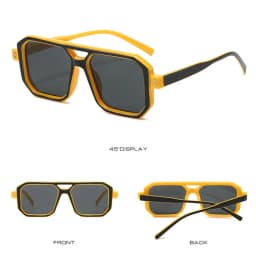 KLASSNUM Men's Sunglasses 2025 Trend Square Sun Glasses Cyber Punk UV400 Protective Shades Yellow Black Lens Large Eyepiece New