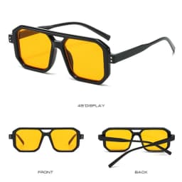 KLASSNUM Men's Sunglasses 2025 Trend Square Sun Glasses Cyber Punk UV400 Protective Shades Yellow Black Lens Large Eyepiece New