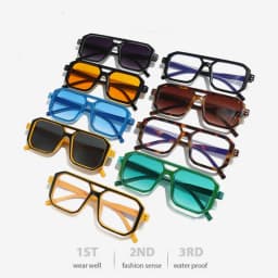 KLASSNUM Men's Sunglasses 2025 Trend Square Sun Glasses Cyber Punk UV400 Protective Shades Yellow Black Lens Large Eyepiece New