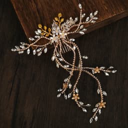 Luxury Bridal Hair Comb Long Chain Rhinestone Headress Gold Silver Flower Headband Wedding Jewelry Crystal Headpiece Ornaments
