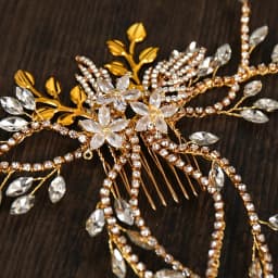 Luxury Bridal Hair Comb Long Chain Rhinestone Headress Gold Silver Flower Headband Wedding Jewelry Crystal Headpiece Ornaments