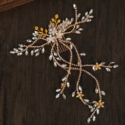 Luxury Bridal Hair Comb Long Chain Rhinestone Headress Gold Silver Flower Headband Wedding Jewelry Crystal Headpiece Ornaments