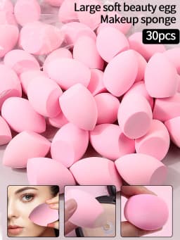 30pcs Powder Blending Makeup Sponge Beauty Egg Set For Liquid Cream And Powder, Multicolor Without Latex Suitable For All