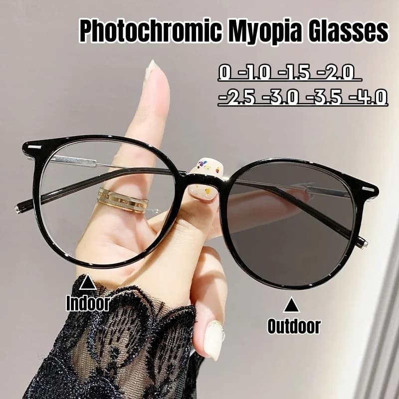 Fashion Outdoor Changing Color Photochromic Myopia Glasses Unisex UV Sunglasses with Minus Diopter for Women -1.0 -1.5 -2.0 -2.5