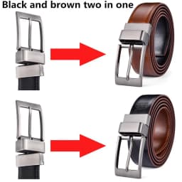 1Pcs Belt Men - Leather Reversible Belts for Men 1 3/8" for Dress Pants - 2 Styles in One Belt