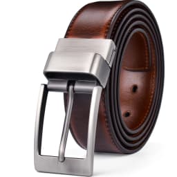 1Pcs Belt Men - Leather Reversible Belts for Men 1 3/8" for Dress Pants - 2 Styles in One Belt
