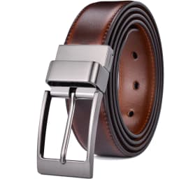 1Pcs Belt Men - Leather Reversible Belts for Men 1 3/8" for Dress Pants - 2 Styles in One Belt