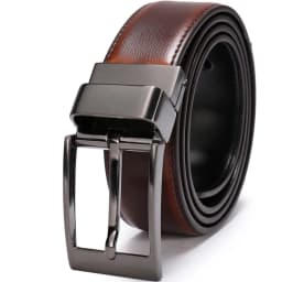 1Pcs Belt Men - Leather Reversible Belts for Men 1 3/8" for Dress Pants - 2 Styles in One Belt