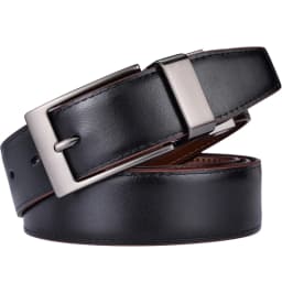 1Pcs Belt Men - Leather Reversible Belts for Men 1 3/8" for Dress Pants - 2 Styles in One Belt