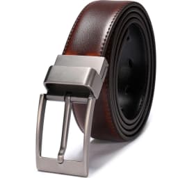 1Pcs Belt Men - Leather Reversible Belts for Men 1 3/8" for Dress Pants - 2 Styles in One Belt