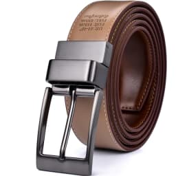 1Pcs Belt Men - Leather Reversible Belts for Men 1 3/8" for Dress Pants - 2 Styles in One Belt