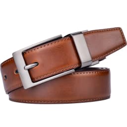 1Pcs Belt Men - Leather Reversible Belts for Men 1 3/8" for Dress Pants - 2 Styles in One Belt