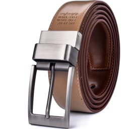 1Pcs Belt Men - Leather Reversible Belts for Men 1 3/8" for Dress Pants - 2 Styles in One Belt