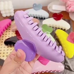 New Candy Color Love Heart 5.11" Big Size Hair Claw Clips for Women Girls Elegant Geometric Plastic Spring Summer Headwear Gift