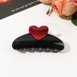 New Candy Color Love Heart 5.11" Big Size Hair Claw Clips for Women Girls Elegant Geometric Plastic Spring Summer Headwear Gift