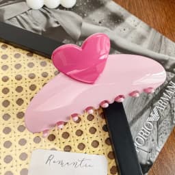 New Candy Color Love Heart 5.11" Big Size Hair Claw Clips for Women Girls Elegant Geometric Plastic Spring Summer Headwear Gift