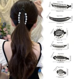 Women Hair Claw Clip Pearl Rhinestone Ponytail Banana Hair Clip For Girls Combs Barrettes Hairpin Fishtail Clip Hair Accessories