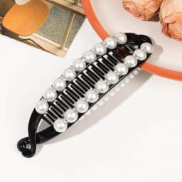 Women Hair Claw Clip Pearl Rhinestone Ponytail Banana Hair Clip For Girls Combs Barrettes Hairpin Fishtail Clip Hair Accessories