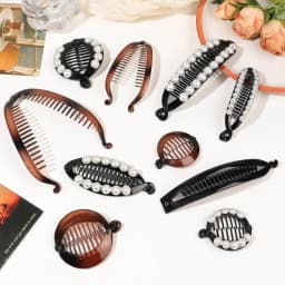 Women Hair Claw Clip Pearl Rhinestone Ponytail Banana Hair Clip For Girls Combs Barrettes Hairpin Fishtail Clip Hair Accessories