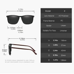 Sports Sunglasses for Men Polarized Comfortable Wear Square Sun Glasses Male Light Weight Eyewear Accessory with Origina UV400