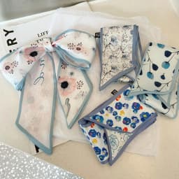 Elegant Women Girls Hair Tie French Pastoral Style Silk Scarf Headband Plum Blossom Bag Strap Vintage Bag/Hair Accessories