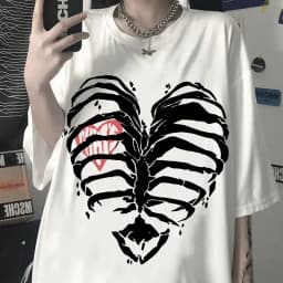 Women's T-shirt Harajuku Y2K Top Harajuku Retro Korean Style Black Demon Punk Gothic Anime Print Slim Fit Thin T-Shirt Clothes