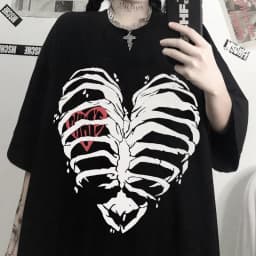 Women's T-shirt Harajuku Y2K Top Harajuku Retro Korean Style Black Demon Punk Gothic Anime Print Slim Fit Thin T-Shirt Clothes