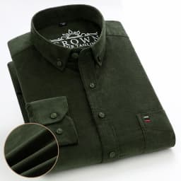 7XL 6XL Men's Corduroy Shirt Long Sleeve 100% Cotton Casual Regular Fit Soft Comfortable Pocket Formal Dress Shirts Man Clothes