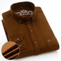 7XL 6XL Men's Corduroy Shirt Long Sleeve 100% Cotton Casual Regular Fit Soft Comfortable Pocket Formal Dress Shirts Man Clothes