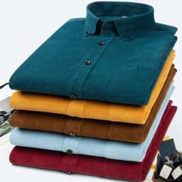 7XL 6XL Men's Corduroy Shirt Long Sleeve 100% Cotton Casual Regular Fit Soft Comfortable Pocket Formal Dress Shirts Man Clothes