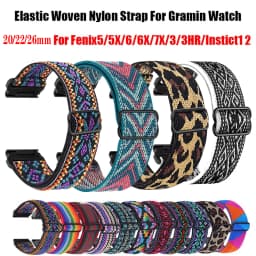 20 22 26mm Elastic Woven Nylon Strap For Garmin Fenix 7X 7S Pro Instinct 2 S 2X TacTix 7 Descent G1 MK2 MK3 Enduro Quickfit Band