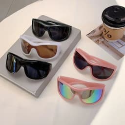 KAMMPT Y2k Oversized Sunglasses Women 2024 New Stylish Monoblock Mirror Outdoor Shades Trendy Fashion Wrapped Round Sun Glasses