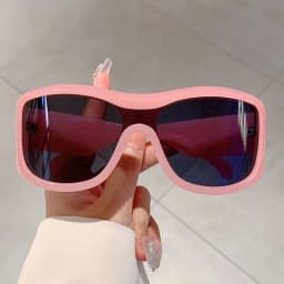 KAMMPT Y2k Oversized Sunglasses Women 2024 New Stylish Monoblock Mirror Outdoor Shades Trendy Fashion Wrapped Round Sun Glasses